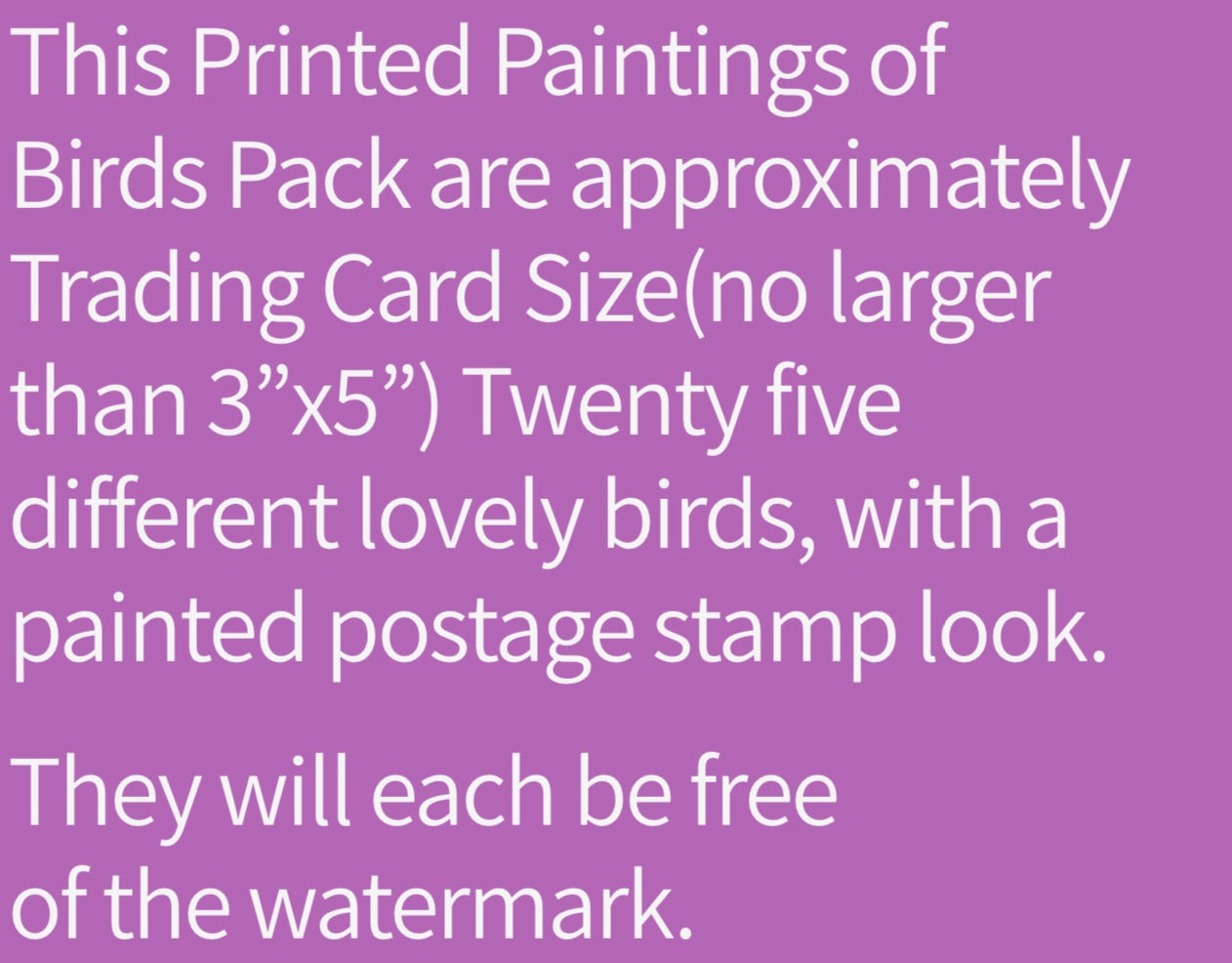 25 Painted Bird Prints Pack - Trading Card Size