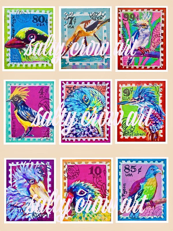 25 Painted Bird Prints Pack - Trading Card Size