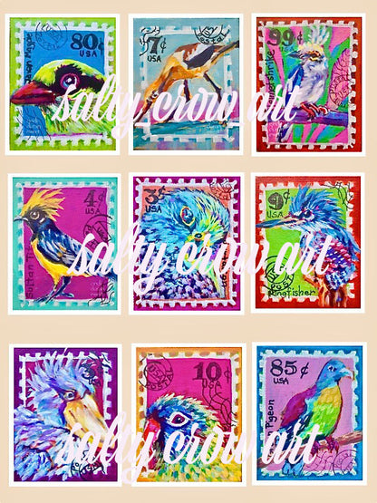25 Painted Bird Prints Pack - Trading Card Size