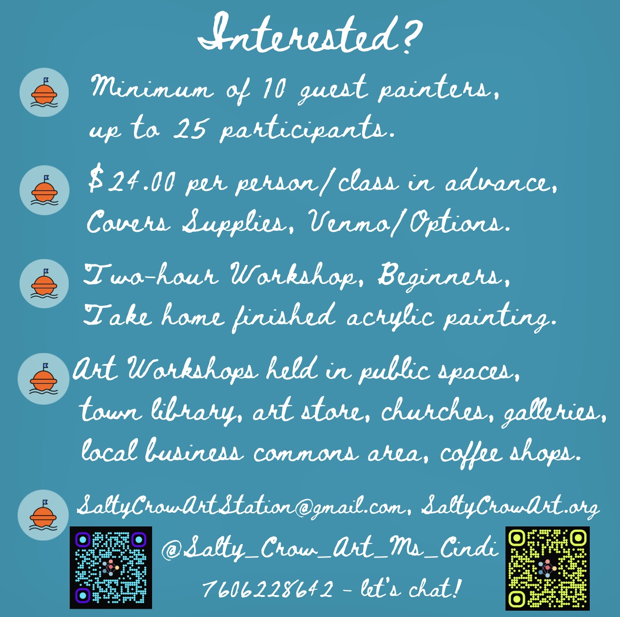 2026 Summer Art Workshops! - Local and Soon Online (yt)