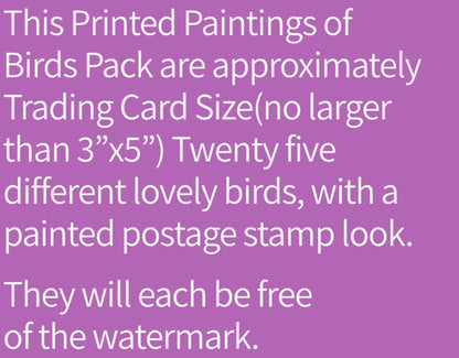 25 Painted Bird Prints Pack - Trading Card Size