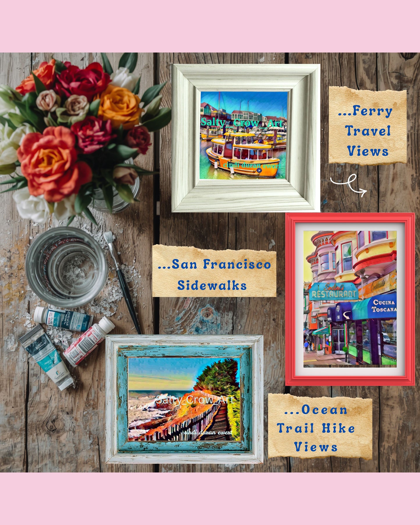Painted Snapshots From The Seacoast of Northern California- Monthly Art Mail Order From San Francisco Bay Area